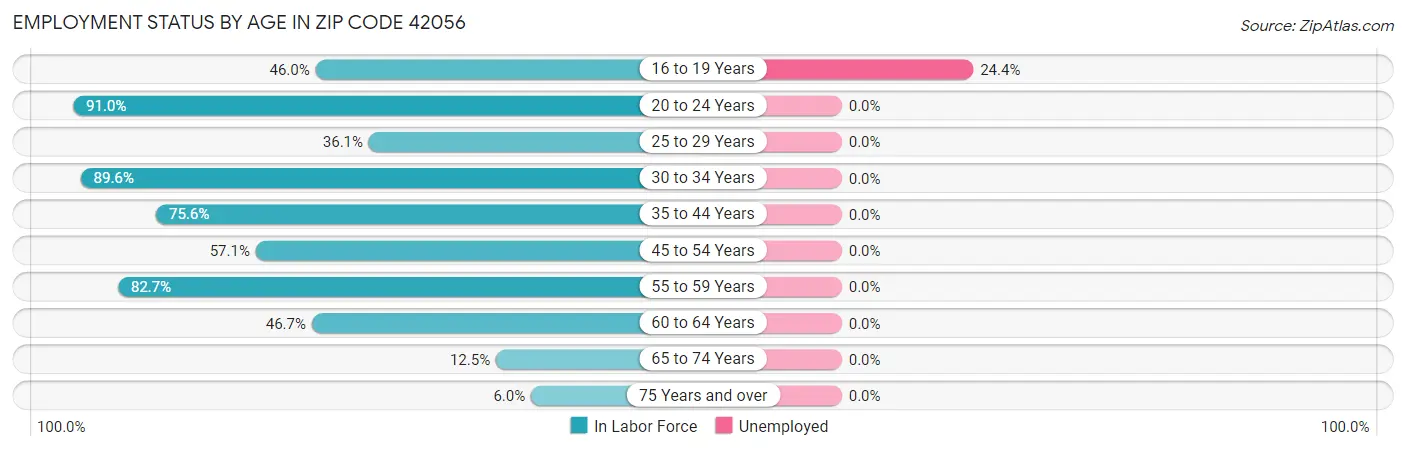 Employment Status by Age in Zip Code 42056