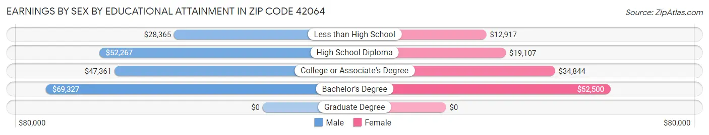 Earnings by Sex by Educational Attainment in Zip Code 42064