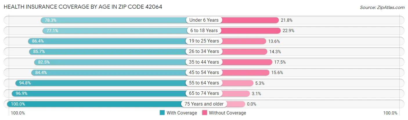 Health Insurance Coverage by Age in Zip Code 42064