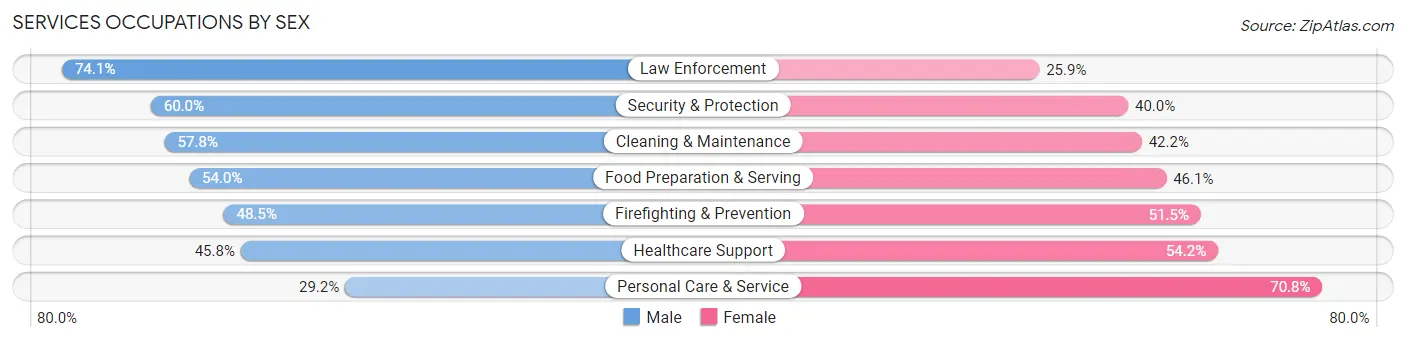 Services Occupations by Sex in Zip Code 42064