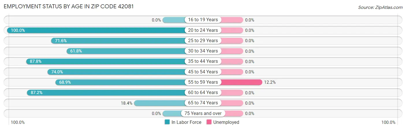 Employment Status by Age in Zip Code 42081