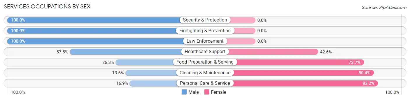 Services Occupations by Sex in Zip Code 42086