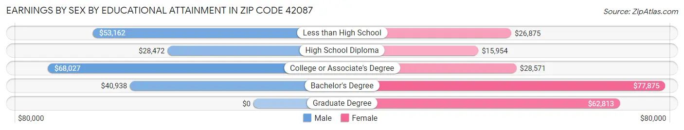 Earnings by Sex by Educational Attainment in Zip Code 42087