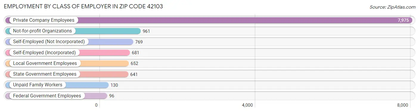 Employment by Class of Employer in Zip Code 42103