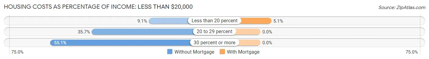 Housing Costs as Percentage of Income in Zip Code 42104: <span>Less than $20,000</span>
