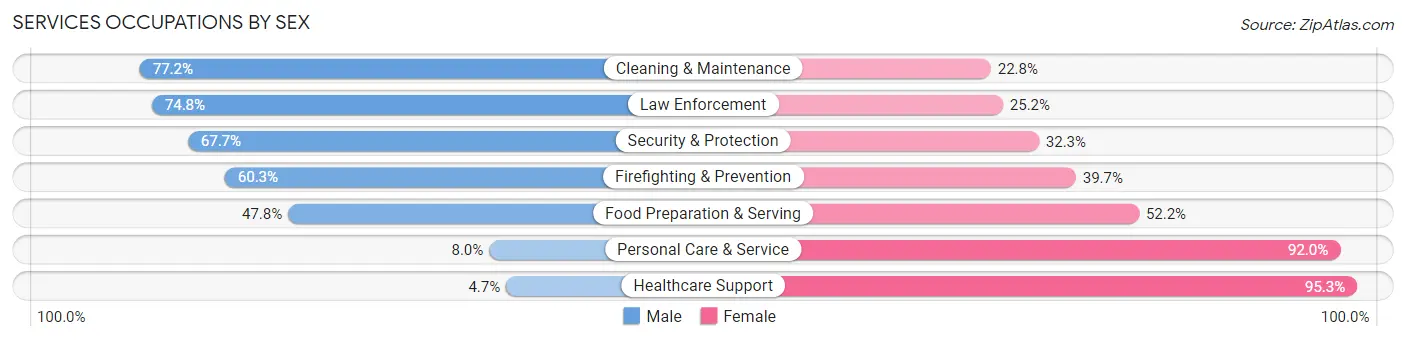Services Occupations by Sex in Zip Code 42104