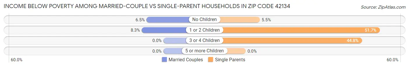Income Below Poverty Among Married-Couple vs Single-Parent Households in Zip Code 42134
