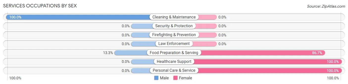 Services Occupations by Sex in Zip Code 42140