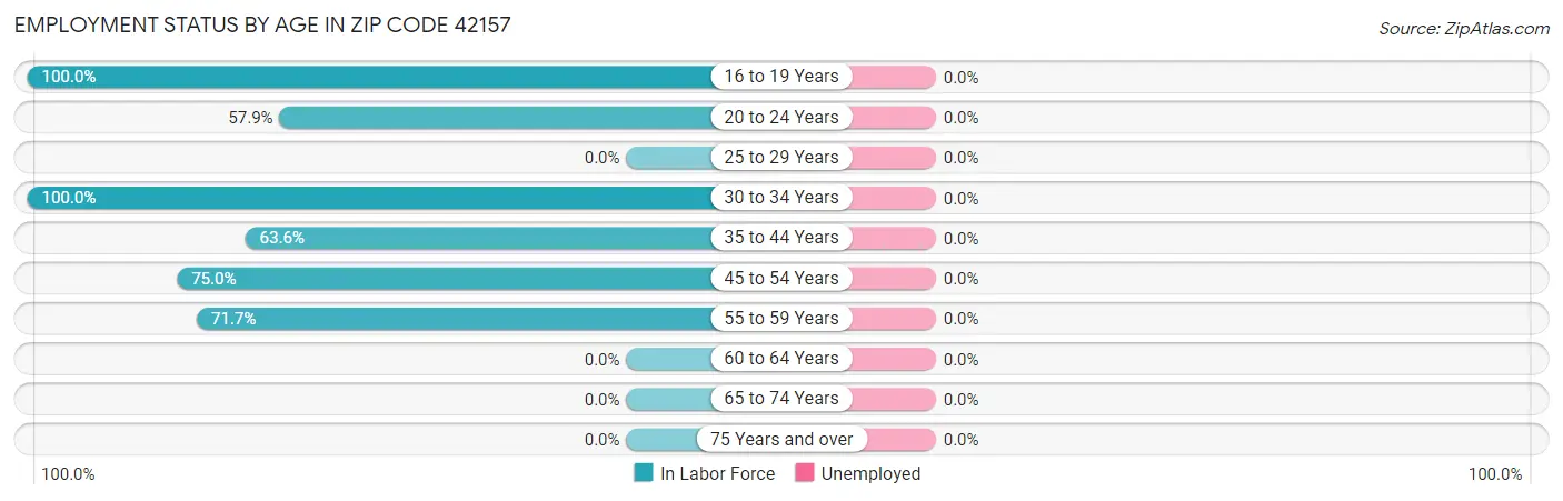 Employment Status by Age in Zip Code 42157