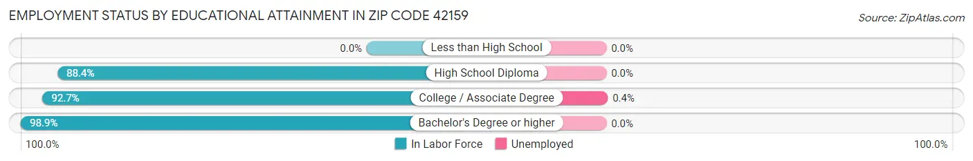 Employment Status by Educational Attainment in Zip Code 42159