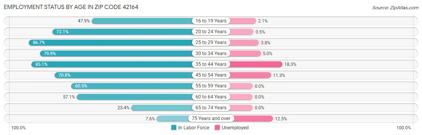 Employment Status by Age in Zip Code 42164