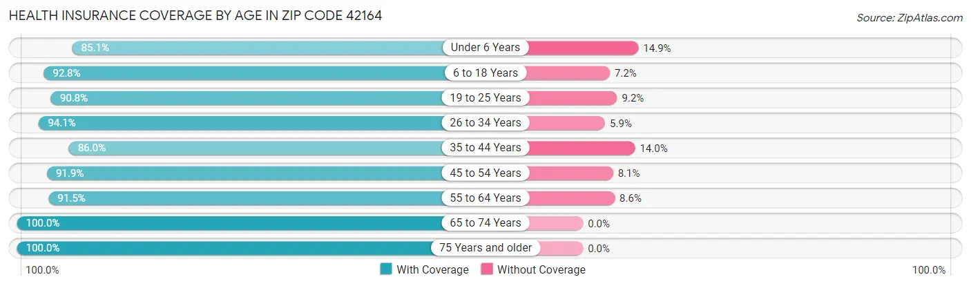 Health Insurance Coverage by Age in Zip Code 42164
