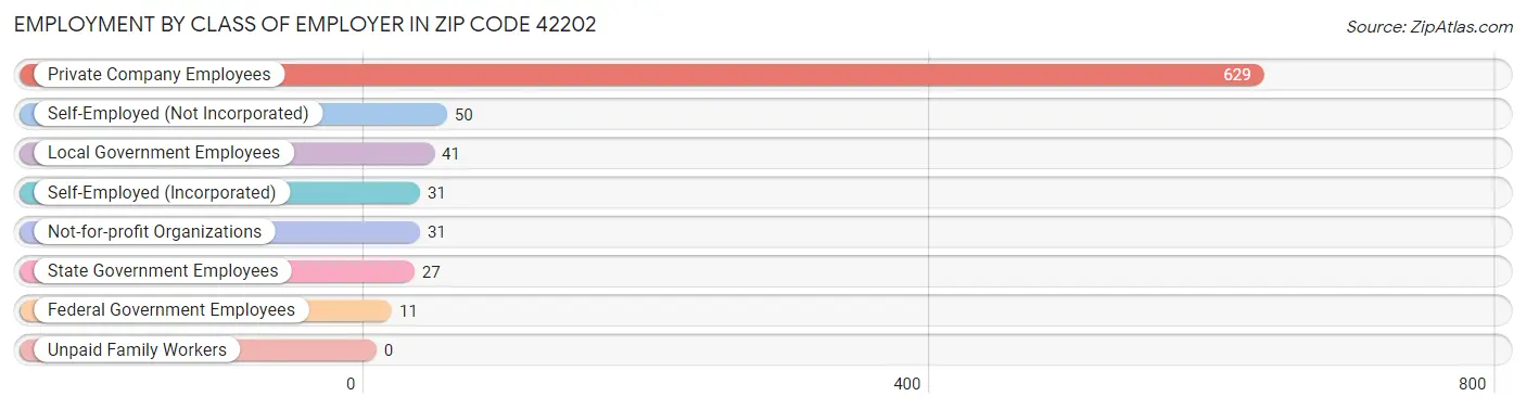 Employment by Class of Employer in Zip Code 42202