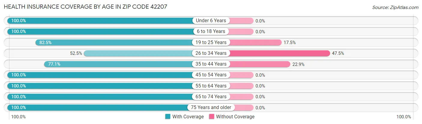 Health Insurance Coverage by Age in Zip Code 42207