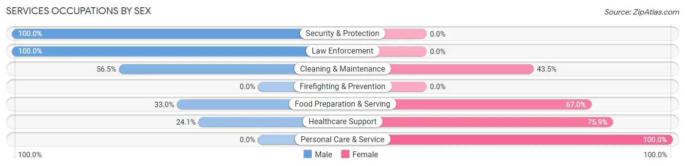 Services Occupations by Sex in Zip Code 42217