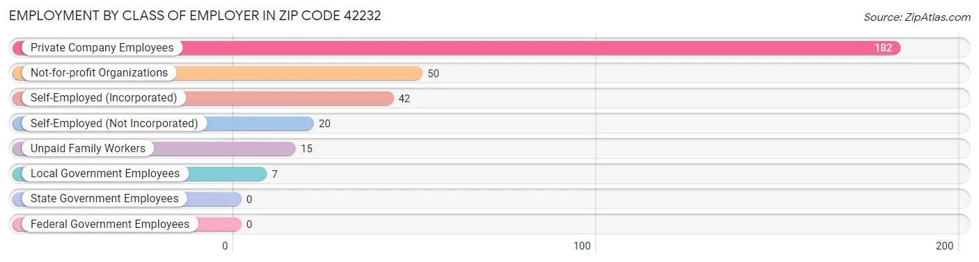 Employment by Class of Employer in Zip Code 42232