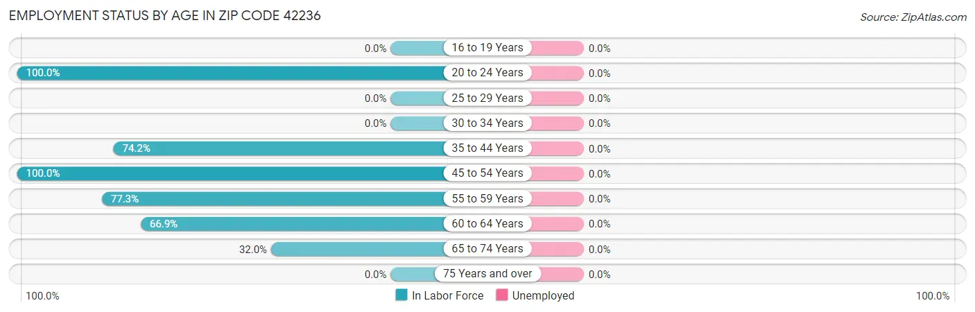 Employment Status by Age in Zip Code 42236