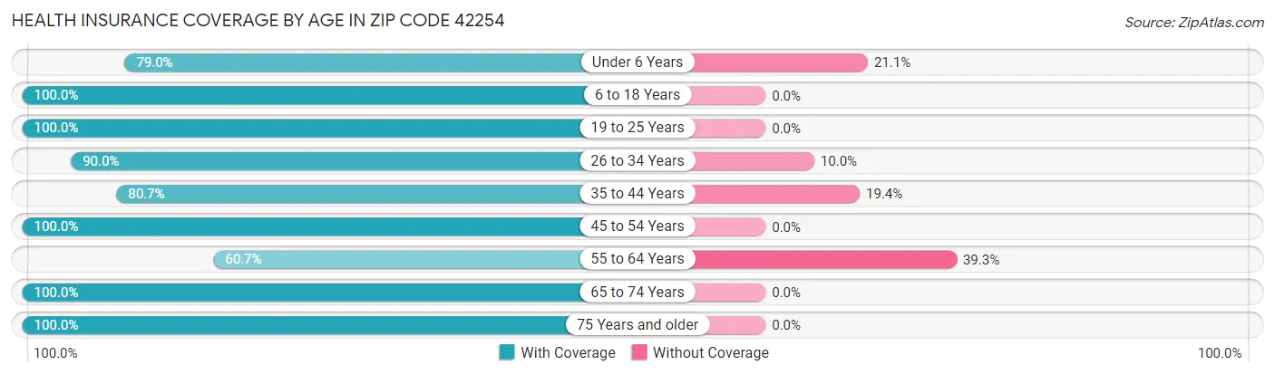 Health Insurance Coverage by Age in Zip Code 42254