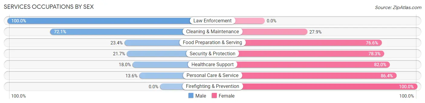 Services Occupations by Sex in Zip Code 42256