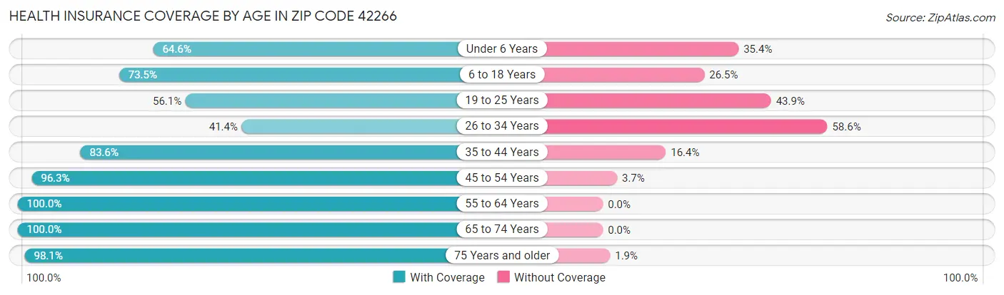 Health Insurance Coverage by Age in Zip Code 42266