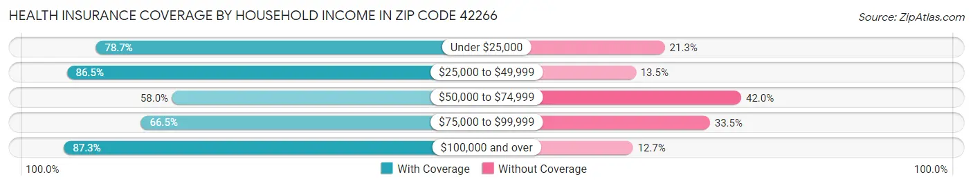 Health Insurance Coverage by Household Income in Zip Code 42266