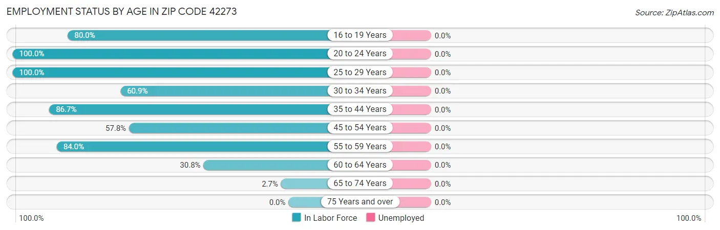 Employment Status by Age in Zip Code 42273