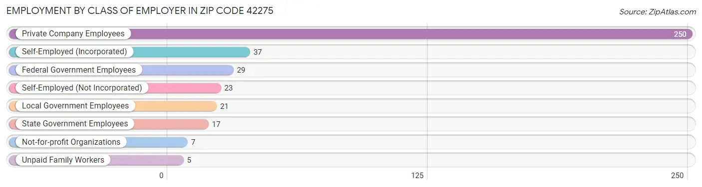 Employment by Class of Employer in Zip Code 42275