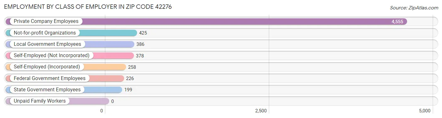 Employment by Class of Employer in Zip Code 42276