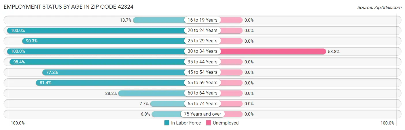 Employment Status by Age in Zip Code 42324