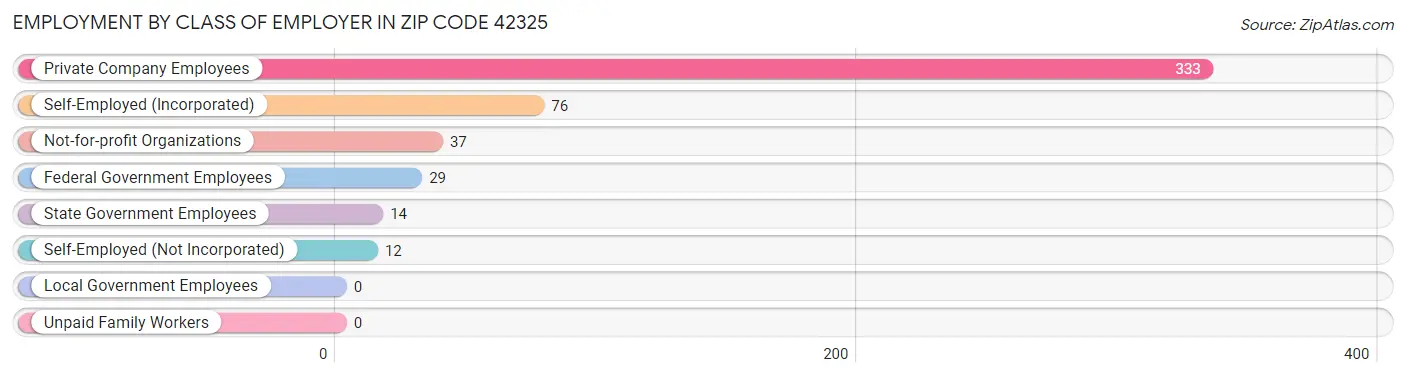 Employment by Class of Employer in Zip Code 42325
