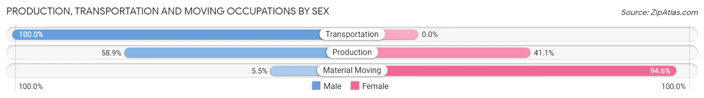 Production, Transportation and Moving Occupations by Sex in Zip Code 42349