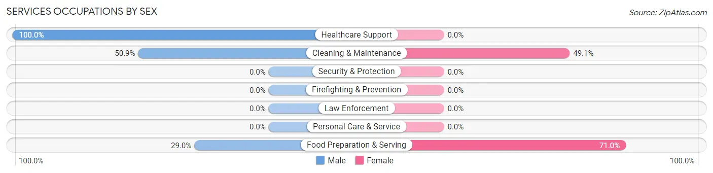 Services Occupations by Sex in Zip Code 42361