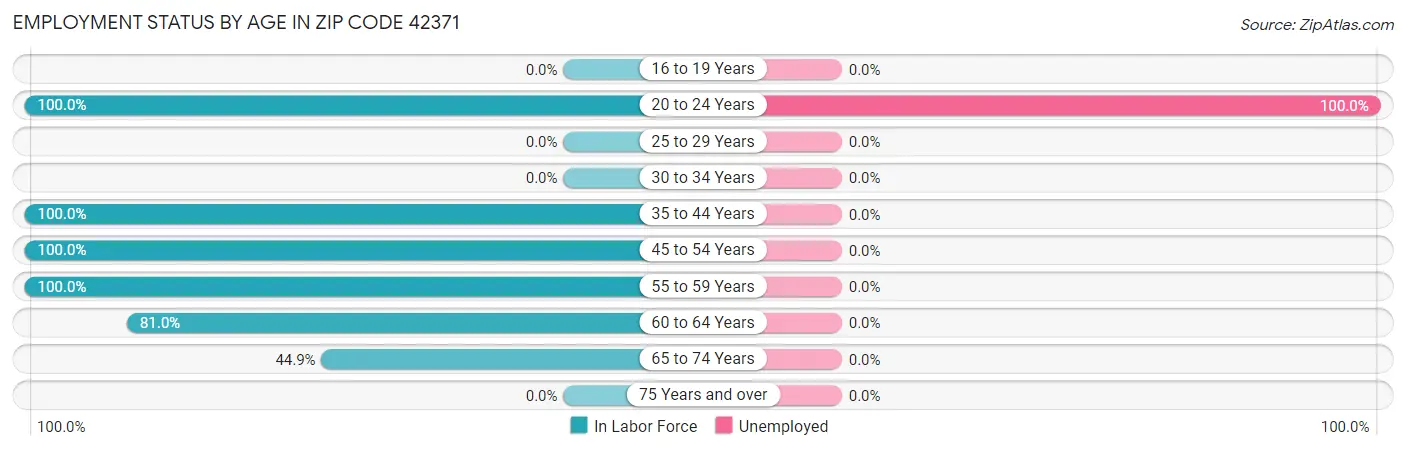 Employment Status by Age in Zip Code 42371
