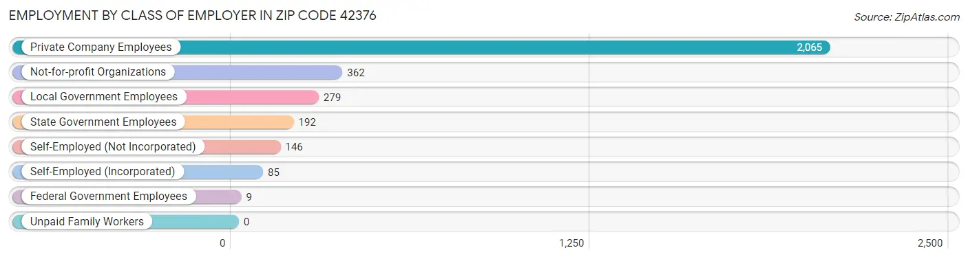 Employment by Class of Employer in Zip Code 42376