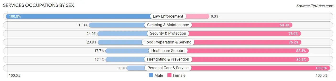 Services Occupations by Sex in Zip Code 42409