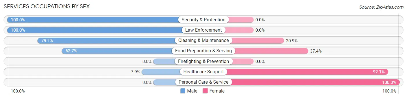 Services Occupations by Sex in Zip Code 42437