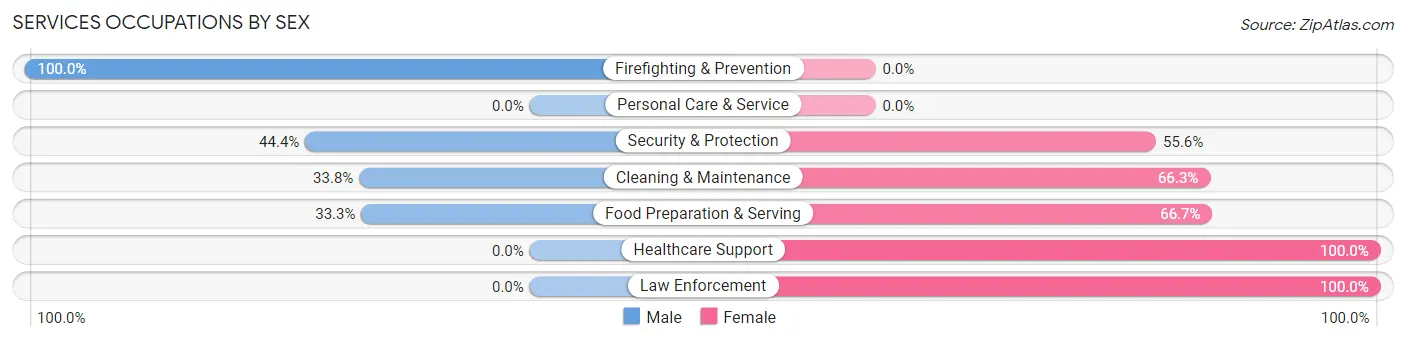 Services Occupations by Sex in Zip Code 42442