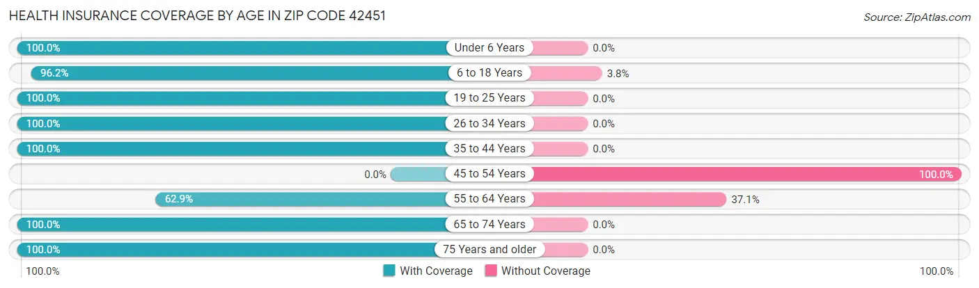 Health Insurance Coverage by Age in Zip Code 42451