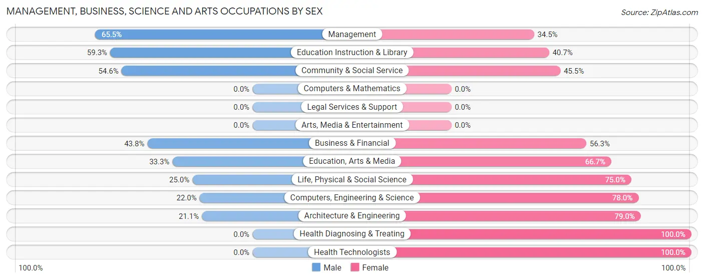 Management, Business, Science and Arts Occupations by Sex in Zip Code 42456