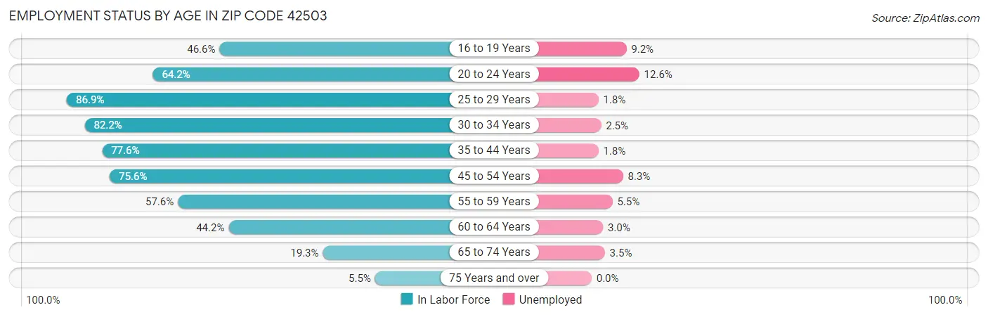 Employment Status by Age in Zip Code 42503