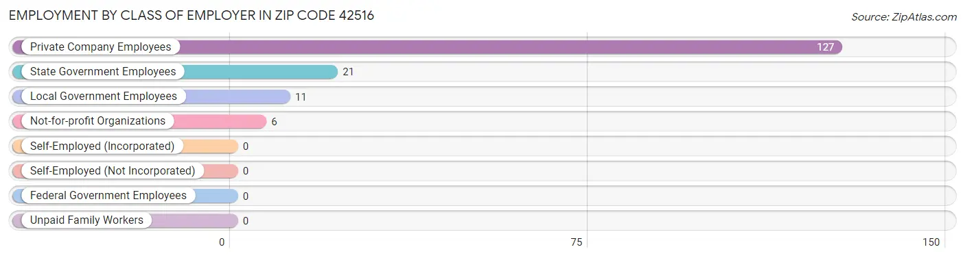Employment by Class of Employer in Zip Code 42516