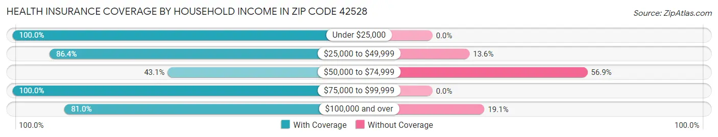 Health Insurance Coverage by Household Income in Zip Code 42528