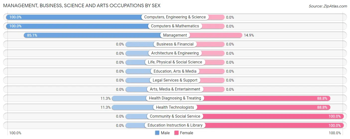 Management, Business, Science and Arts Occupations by Sex in Zip Code 42528