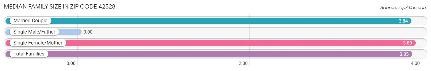 Median Family Size in Zip Code 42528