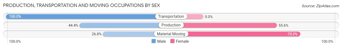 Production, Transportation and Moving Occupations by Sex in Zip Code 42528