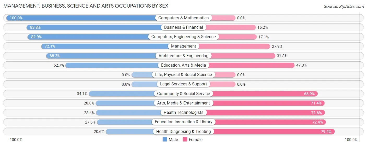 Management, Business, Science and Arts Occupations by Sex in Zip Code 42539