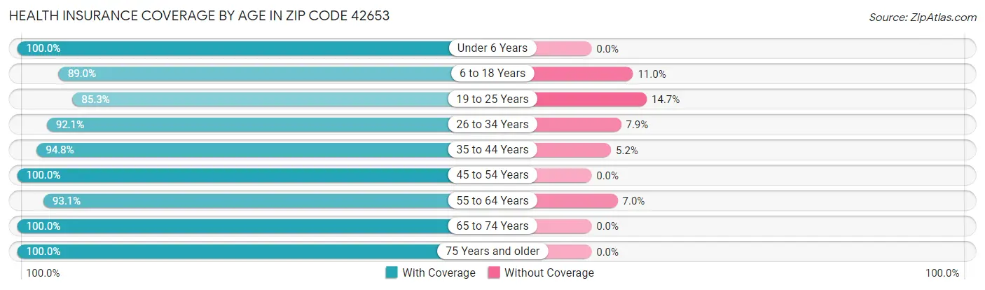 Health Insurance Coverage by Age in Zip Code 42653