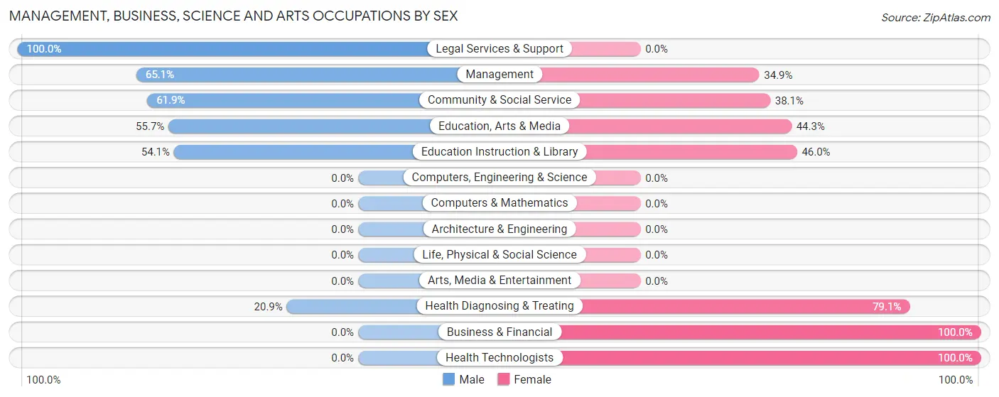 Management, Business, Science and Arts Occupations by Sex in Zip Code 42653