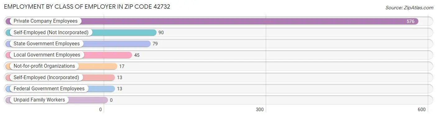 Employment by Class of Employer in Zip Code 42732