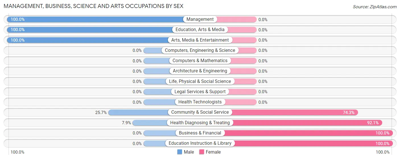 Management, Business, Science and Arts Occupations by Sex in Zip Code 42733